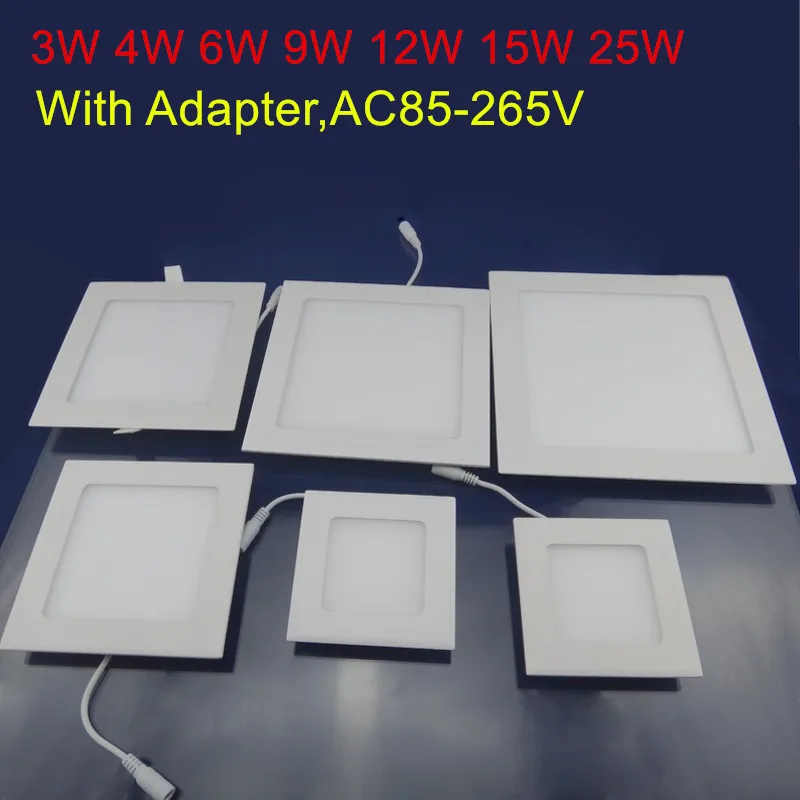 Ultra Thin Led Panel Downlight 3w 4w 6w 9w 12w 15w 25w Square LED Ceiling Recessed Light AC85-265V LED Panel Light SMD2835
Ultra Thin Led Panel Downlight 3w 4w 6w 9w 12w 15w 25w Square LED Ceiling Recessed Light AC85-265V LED Panel Light SMD2835