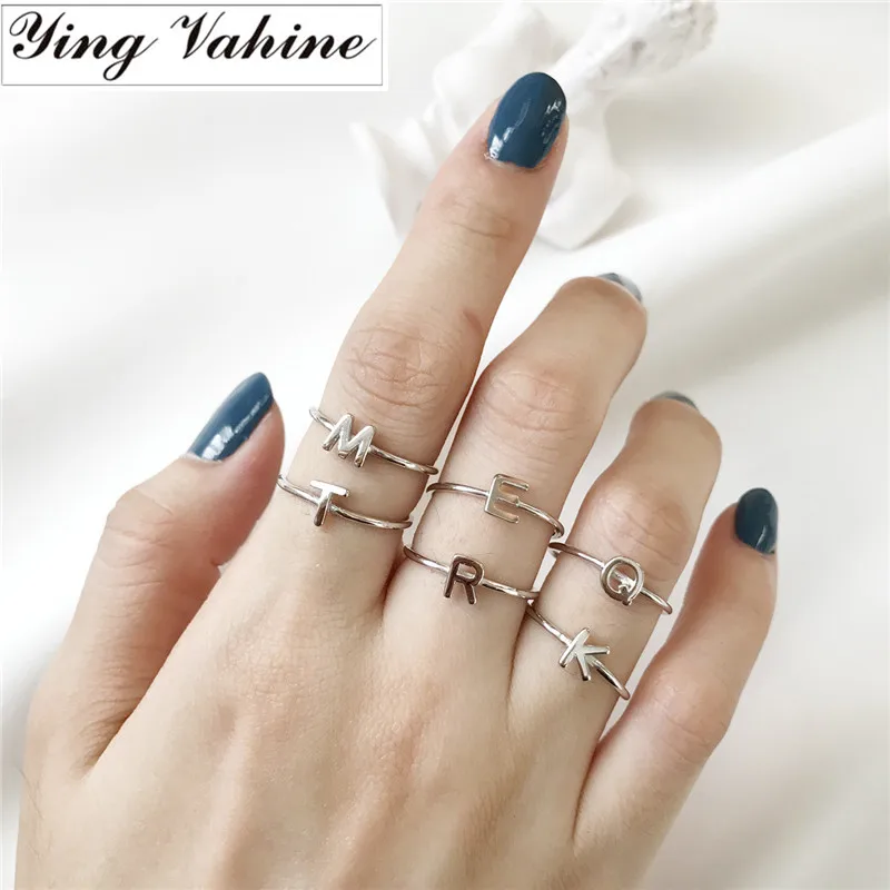 ying Vahine Handmade Silver Letters Ring 100% Real 925 Sterling Silver 26pcs English Alphabet Rings for Women anillos mujer
ying Vahine Handmade Silver Letters Ring 100% Real 925 Sterling Silver 26pcs English Alphabet Rings for Women anillos mujer