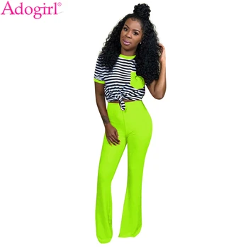 Adogirl Women Casual Two Piece Set Pockets Striped Short Sleeve T Shirt Top Solid Boot Cut Flare Pants Sexy Night Club Outfits
Adogirl Women Casual Two Piece Set Pockets Striped Short Sleeve T Shirt Top Solid Boot Cut Flare Pants Sexy Night Club Outfits