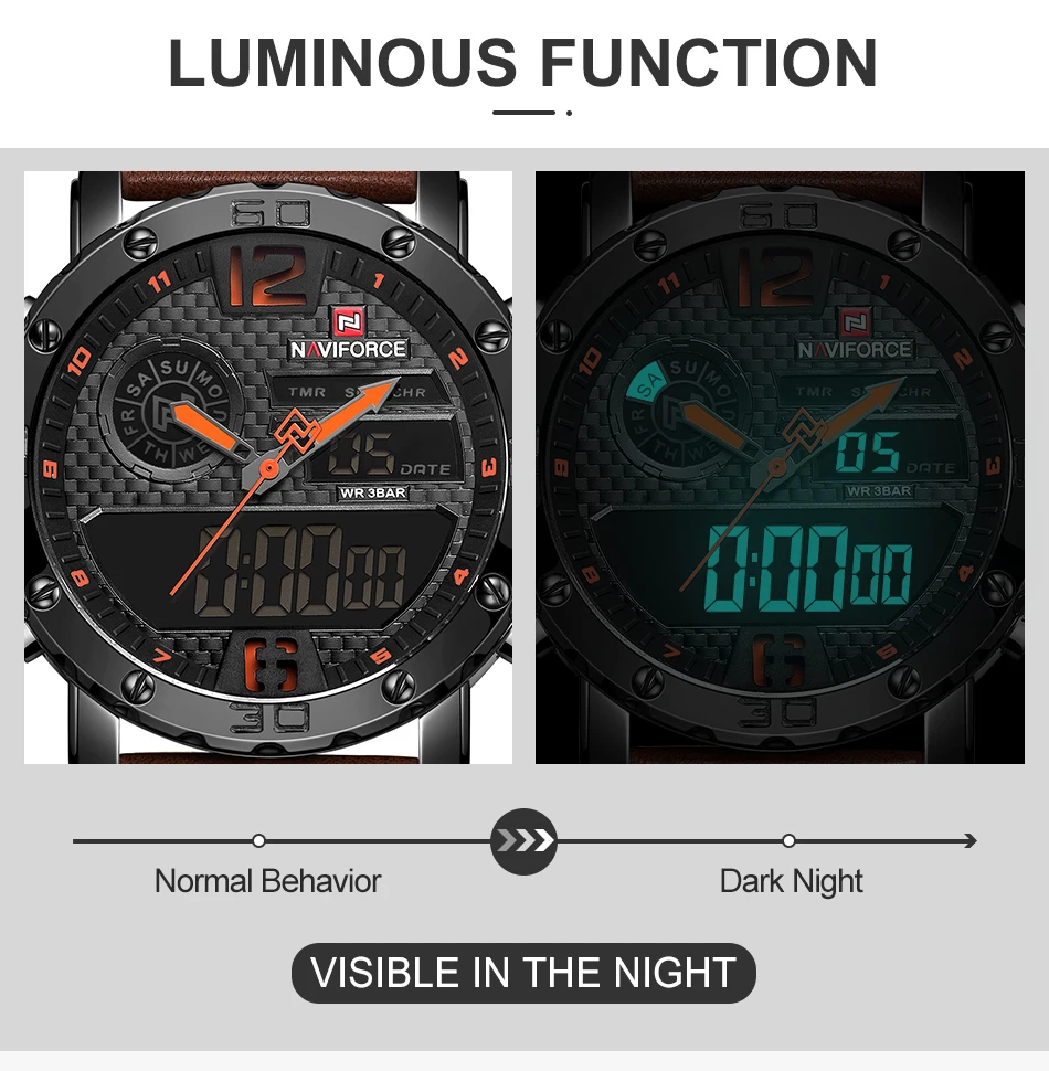 NAVIFORCE Men's Quartz LED Digital Wrist Watch NAVIFORCE Men's Quartz LED Digital Wrist Watch