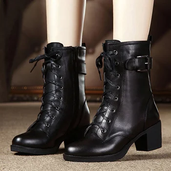 women boots 2019 High-heeled genuine leather women winter boots thick warm women Martin boots high-quality female snow boots
women boots 2019 High-heeled genuine leather women winter boots thick warm women Martin boots high-quality female snow boots