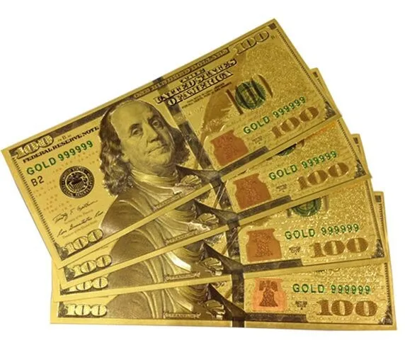 США 100 долларовая Золотая банкнота бумажная монета медаль 24k США|state| |