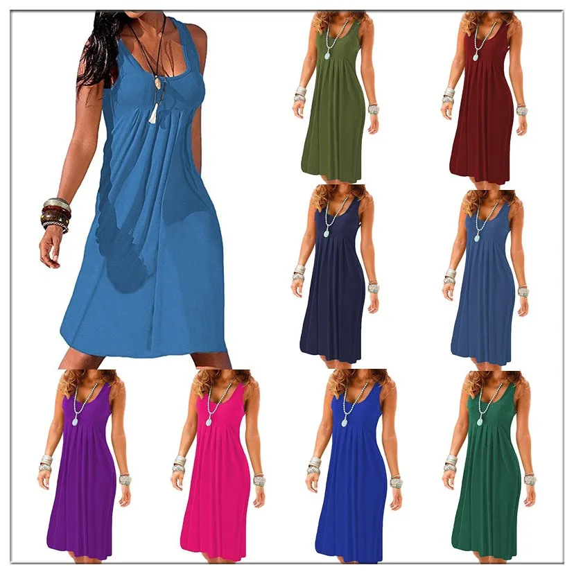 New Pure Colour Dresses, Large Size Round-collar vest Dresses, Sleeveless Holiday Dresses
New Pure Colour Dresses, Large Size Round-collar vest Dresses, Sleeveless Holiday Dresses