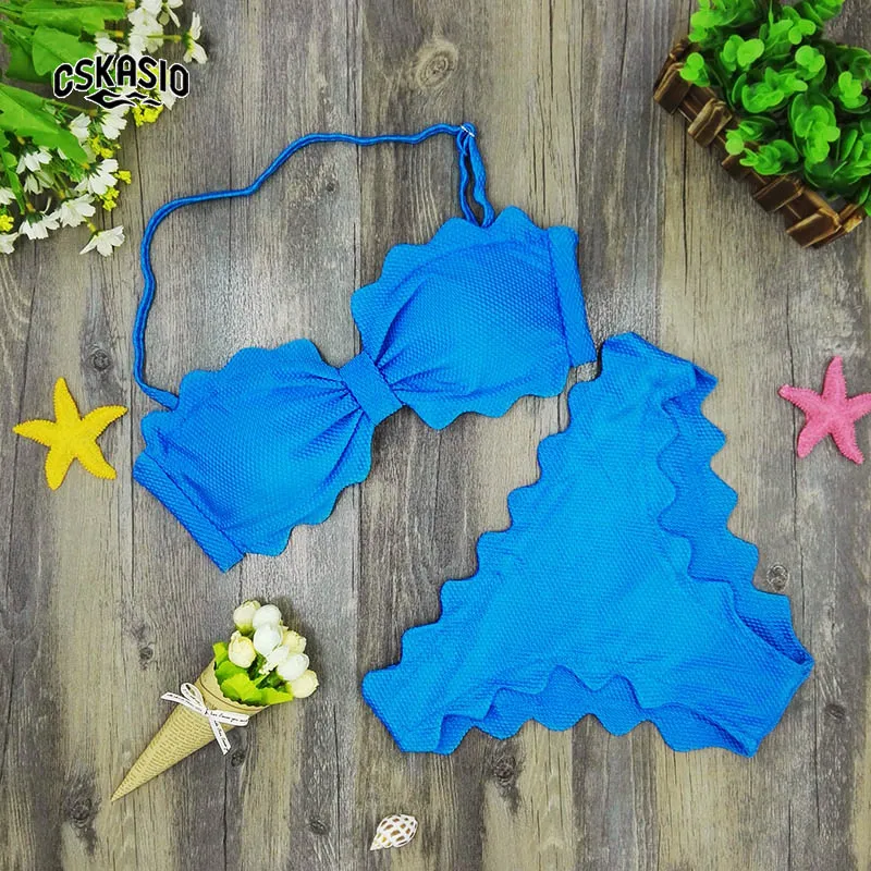 2017 Cute Scalloped Swimwear Women Swimsuit Sexy Bandeau Bikini Set Blue Biquini Padded Bathing Suits maillot de bain femme S-L
2017 Cute Scalloped Swimwear Women Swimsuit Sexy Bandeau Bikini Set Blue Biquini Padded Bathing Suits maillot de bain femme S-L