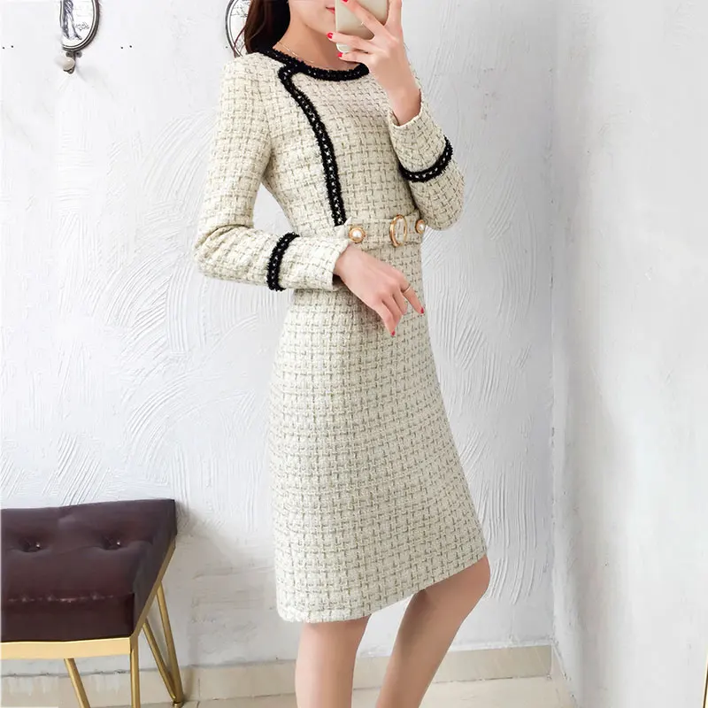 New Tweed Dress Women 2019 Spring Vintage Autumn Wool Plaid Dresses Female Elegant Small fragrance Woolen Dress Ladies Office
New Tweed Dress Women 2019 Spring Vintage Autumn Wool Plaid Dresses Female Elegant Small fragrance Woolen Dress Ladies Office