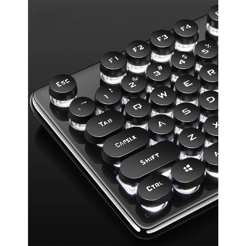 Punk 108 key keyboard steam retro wired round key game desktop computer Laptop cool light effect typewriter wired USB
Punk 108 key keyboard steam retro wired round key game desktop computer Laptop cool light effect typewriter wired USB
