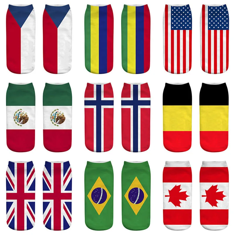 3 Pairs Women's Socks America Brazil Canada 3D Print Flag Socks High Quality Cotton Short Happy Funny Sock Slippers Unisex Socks
3 Pairs Women's Socks America Brazil Canada 3D Print Flag Socks High Quality Cotton Short Happy Funny Sock Slippers Unisex Socks
