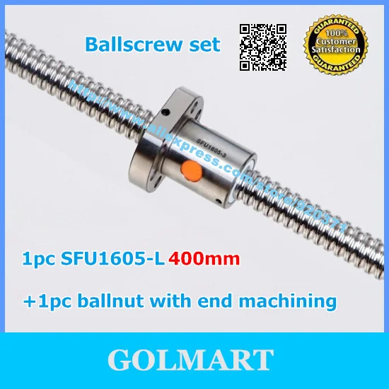 

Rolled 1605 Ball screws -L 400mm -C7 Anti Backlash Rolled Ballscrew guide +1pc ballnut for linear CNC Router with end machined