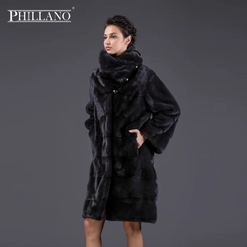 Новинки PHILLANO 2016 Меховое Пальто Отложной воротник Премиум Шубы Из Меха Норки