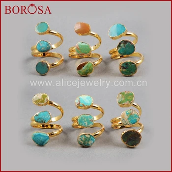 BOROSA Wholesale Druzy Double Ring Gold Color 100% Natural Blue stones Adjustable Druzy Fashion Jewelry party gift G0280
BOROSA Wholesale Druzy Double Ring Gold Color 100% Natural Blue stones Adjustable Druzy Fashion Jewelry party gift G0280
