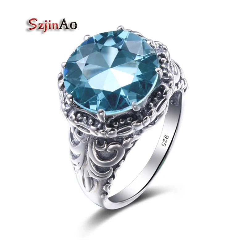 Szjinao Blue Birthstone Vintage Big Rings for Women Party Aquamarine Silver 925 Jewelry Princess Ring Female Bijouterie palace
Szjinao Blue Birthstone Vintage Big Rings for Women Party Aquamarine Silver 925 Jewelry Princess Ring Female Bijouterie palace