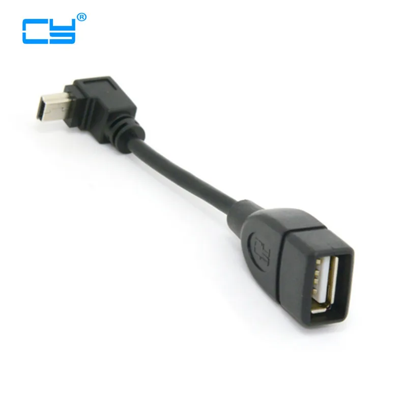 

CY 90 Degree Down Direction Angled USB Mini B 5Pin Male To USB Female OTG Cable 10cm