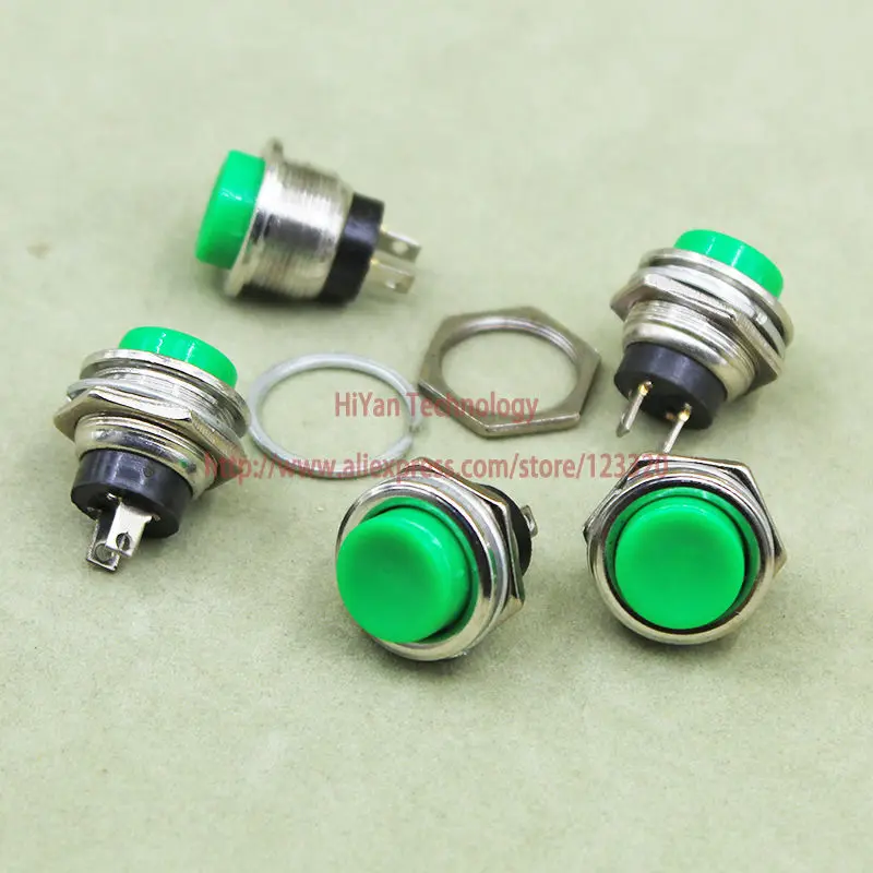 (20 шт./лот) DS-212 DS212 SPST Мгновенный зеленый колпачок кнопочный переключатель