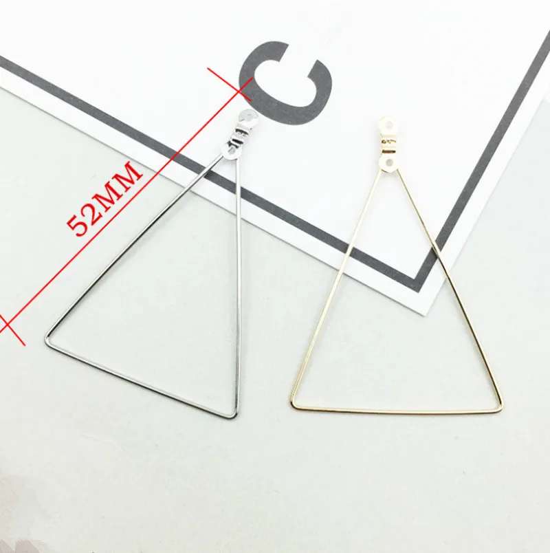 Фото 10pcs 42 52mm Metal Triangle Shaped Beading Earring Hoop Hooks Earrings Base Pendant for Dangle Jewelry Making | Украшения и
