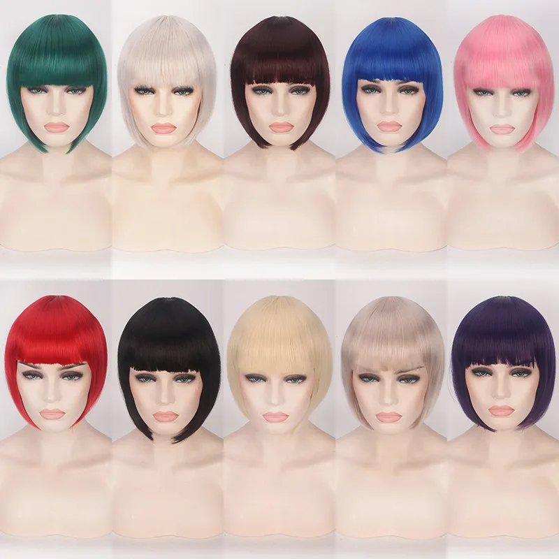 Cheap Synthetic Hair Short Bob Wigs With Bangs Red Blue Yellow Pink Purple Blonde Natural Anime Cosplay Wig Anime Costume
Cheap Synthetic Hair Short Bob Wigs With Bangs Red Blue Yellow Pink Purple Blonde Natural Anime Cosplay Wig Anime Costume