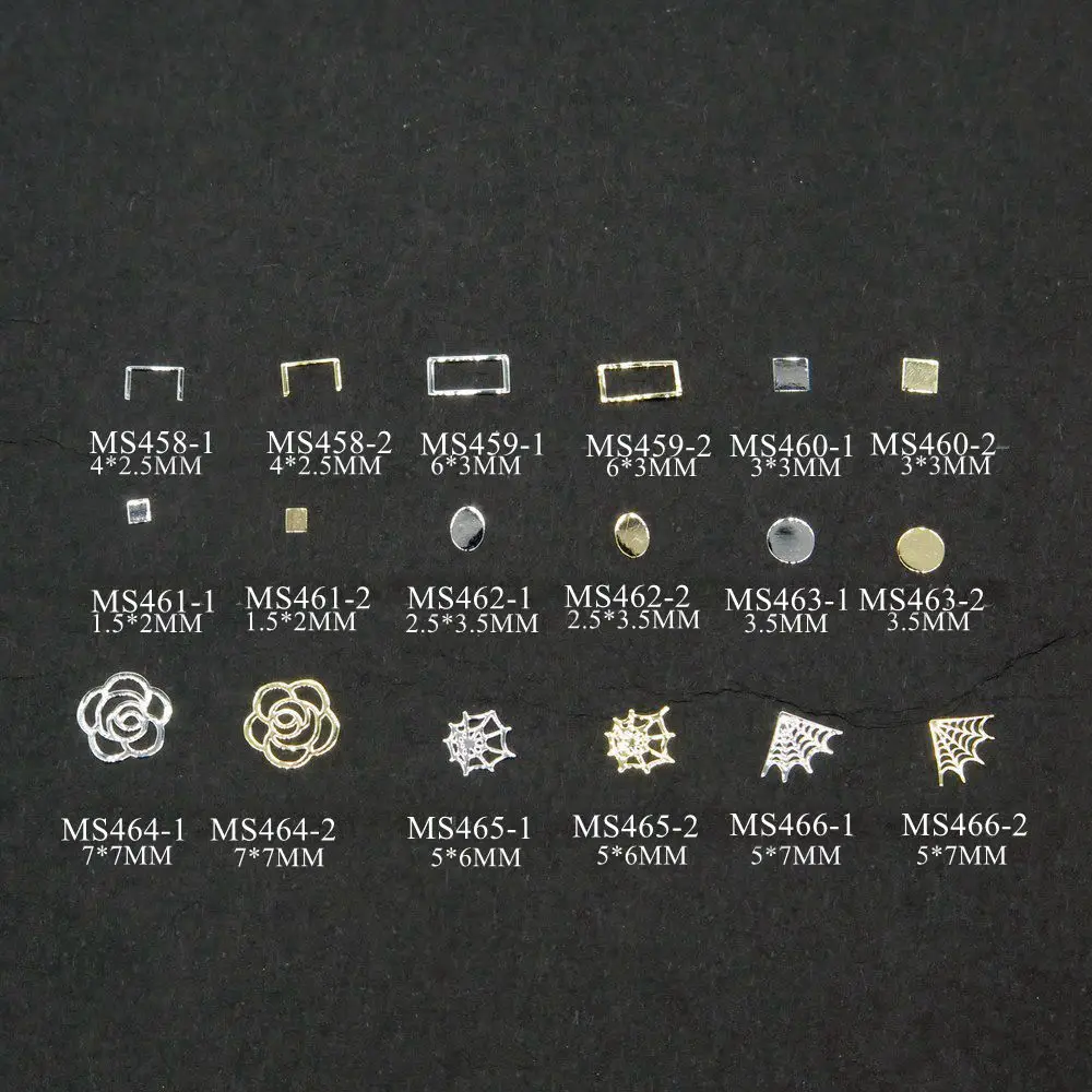 100pcs/bag Silver/Gold Rectangle Round Oval Spider Web Flower non-adhesive Soft Metal Sticker Nail Art Decoration
100pcs/bag Silver/Gold Rectangle Round Oval Spider Web Flower non-adhesive Soft Metal Sticker Nail Art Decoration