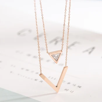 YUN RUO 2018 New Rose Gold Color Fashion Elegant V Letter Crystal Pendant Necklace Titanium Steel Jewelry Woman Gift Never Fade
YUN RUO 2018 New Rose Gold Color Fashion Elegant V Letter Crystal Pendant Necklace Titanium Steel Jewelry Woman Gift Never Fade