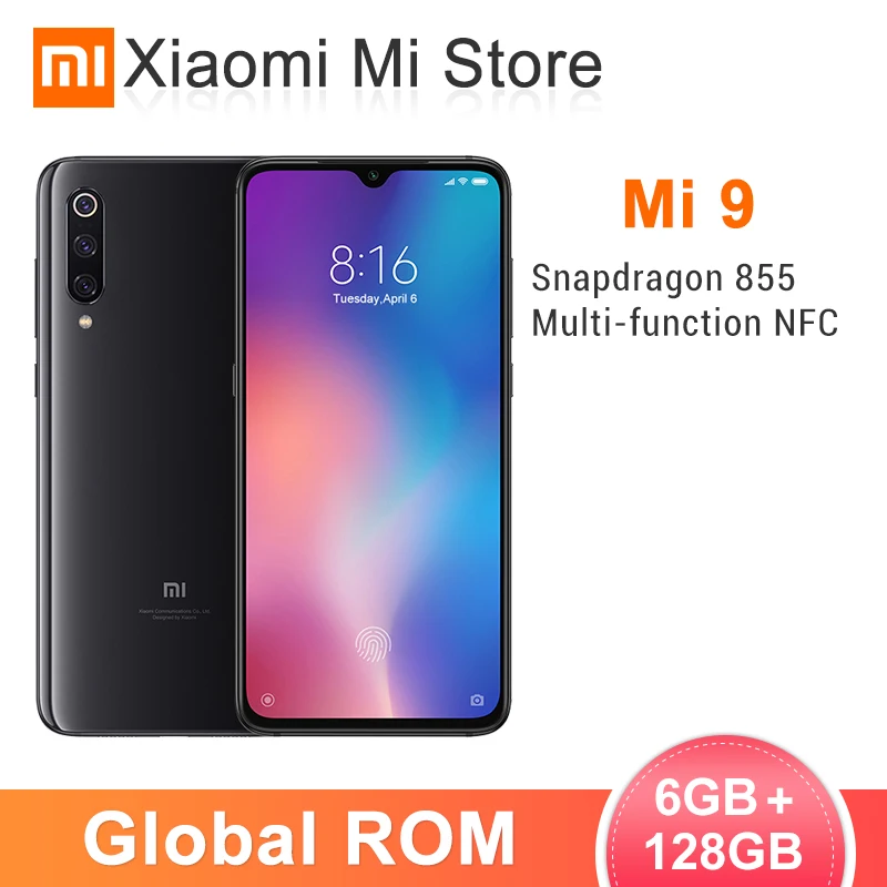 Global rom Xiaomi mi 9 6 GB 128 телефон Snapdragon 855 Octa Core 39 &quot48MP Тройная камера в дисплее