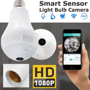 Wireless Wifi IP Camera 1080P Smart Sensor Bulb Light 360 degree Wi-fi Fish-eye Camera 2.0MP Home Security Panoramic WiFi camera
Wireless Wifi IP Camera 1080P Smart Sensor Bulb Light 360 degree Wi-fi Fish-eye Camera 2.0MP Home Security Panoramic WiFi camera