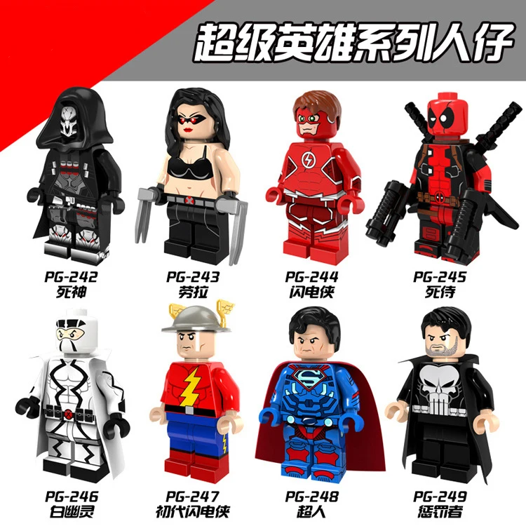 Single Super Hero Theme Flash Man The Death Deadpool Laura Ghost Punisher Building Block Legoing Toys Figures for kids Gift
Single Super Hero Theme Flash Man The Death Deadpool Laura Ghost Punisher Building Block Legoing Toys Figures for kids Gift