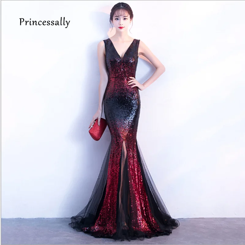 New Evening Dress Sequin Color Fade Deep V neck Formal Long Dinner Party Gown For Women Vestido Formal Mermaid Vestidos De Gala
New Evening Dress Sequin Color Fade Deep V neck Formal Long Dinner Party Gown For Women Vestido Formal Mermaid Vestidos De Gala