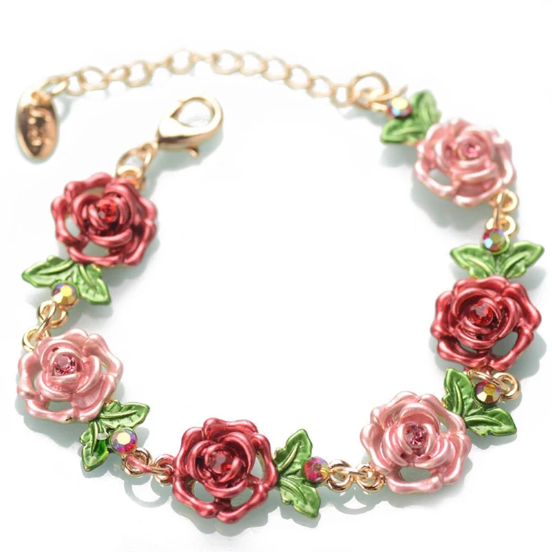 Pink Blue Red Rose Flowers Wrist Chain Charm Bracelets For Women Fashion Jewelry Cloisonne Floral Bracelets Gift
Pink Blue Red Rose Flowers Wrist Chain Charm Bracelets For Women Fashion Jewelry Cloisonne Floral Bracelets Gift
