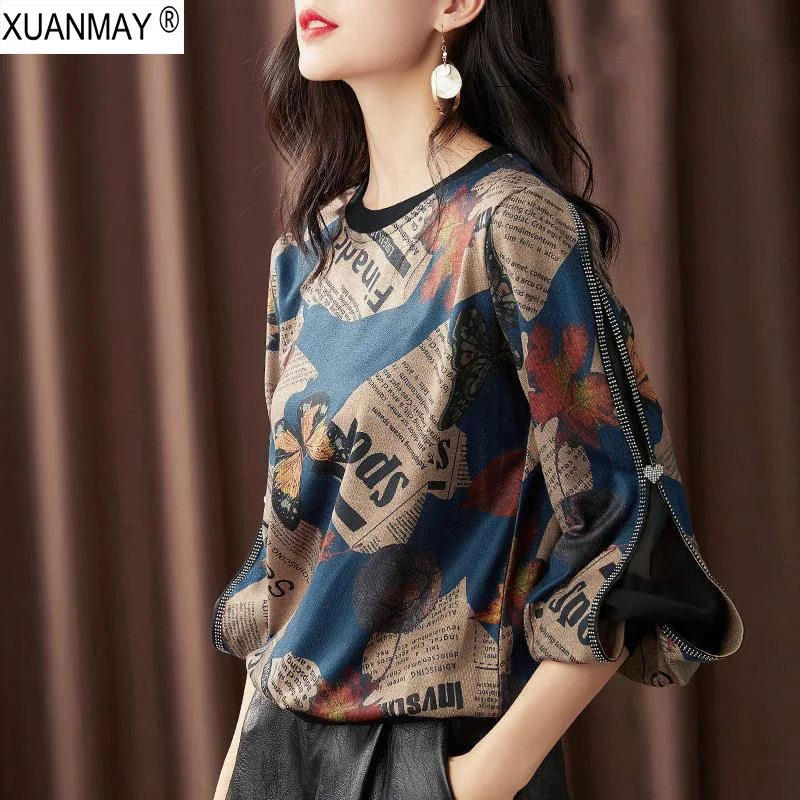Spring Women's Printed Chiffon shirt brand design Long-sleeved Chiffon sweater bohemian style Round neck Cpring shirt women
Spring Women's Printed Chiffon shirt brand design Long-sleeved Chiffon sweater bohemian style Round neck Cpring shirt women