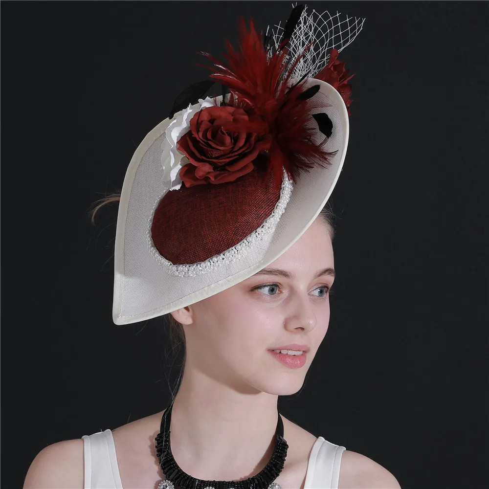 Party Kenducky Derby Hats Feathers Fascinators Wine Red Wedding Elegant Women Chapeau Race Headpieces Headbands Race Fedora Cap
Party Kenducky Derby Hats Feathers Fascinators Wine Red Wedding Elegant Women Chapeau Race Headpieces Headbands Race Fedora Cap