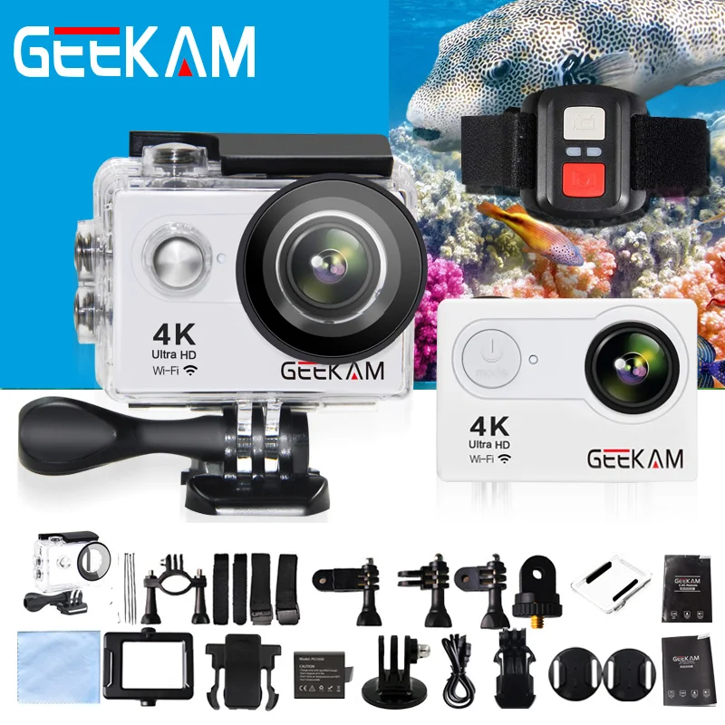 

GEEKAM H9R Ultra HD 4k Action Camera Deportiva Cam Accessories 30M Waterproof House Mount Wifi 170 Wide Angle Mini Sport Camera