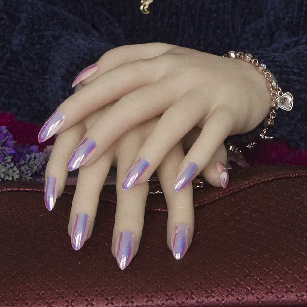24pcs/set Fashion Stiletto nails full cover Sharp Ending Fake Nails Metal Mirror Effect Acrylic False Nail Art Tips
24pcs/set Fashion Stiletto nails full cover Sharp Ending Fake Nails Metal Mirror Effect Acrylic False Nail Art Tips