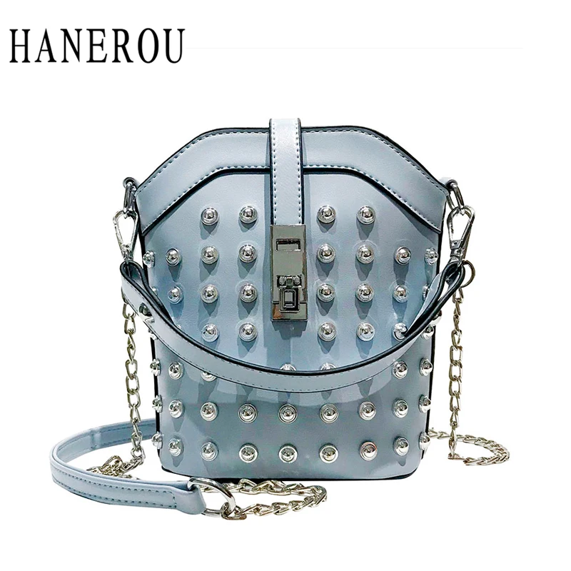 HANEROU New Fashion Rivet Chain Women Phone Purse Bucket Handbags Pu Leather Design Shoulder Crossbody Bag Female Sac A Main
HANEROU New Fashion Rivet Chain Women Phone Purse Bucket Handbags Pu Leather Design Shoulder Crossbody Bag Female Sac A Main