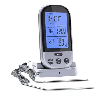 Wireless Waterproof BBQ Thermometer Digital Display Cooking Meat Food Oven Grilling Dual Probe Remoter Thermometer
Wireless Waterproof BBQ Thermometer Digital Display Cooking Meat Food Oven Grilling Dual Probe Remoter Thermometer