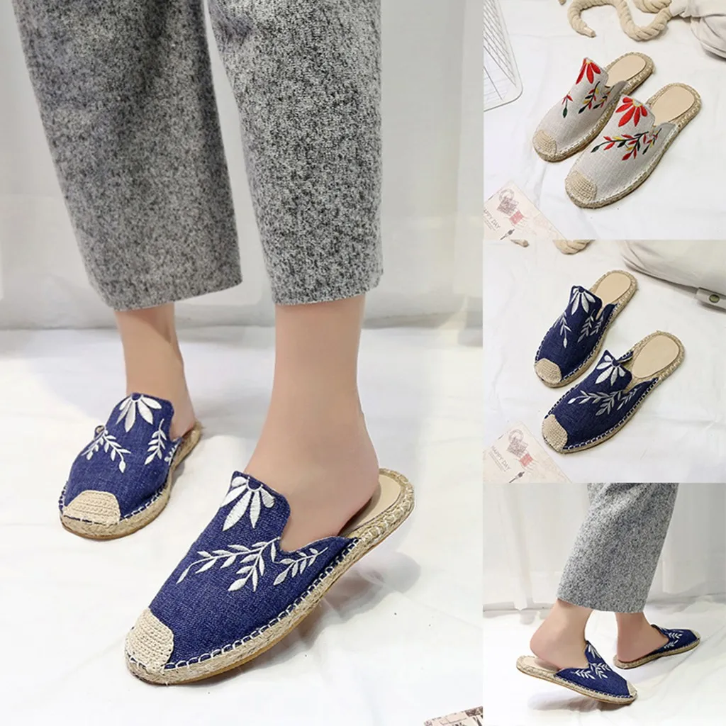 Women Embroidery Canvas Flat Summer Slippers Mules Ladies Handmade Straw Slip On Casual Shoes Female Fashion Plus Size 35-41
Women Embroidery Canvas Flat Summer Slippers Mules Ladies Handmade Straw Slip On Casual Shoes Female Fashion Plus Size 35-41