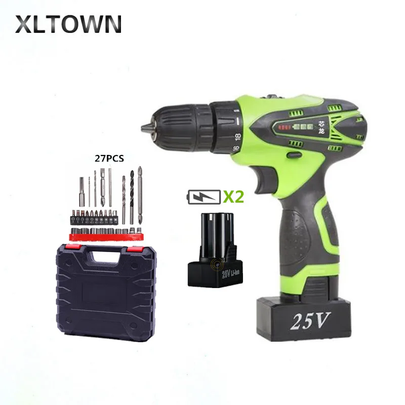 XLTOWN 25V Electric Drill with 2 battery rechargeable Lithium Battery multi-function Electric Screwdriver Household Hand tools
XLTOWN 25V Electric Drill with 2 battery rechargeable Lithium Battery multi-function Electric Screwdriver Household Hand tools