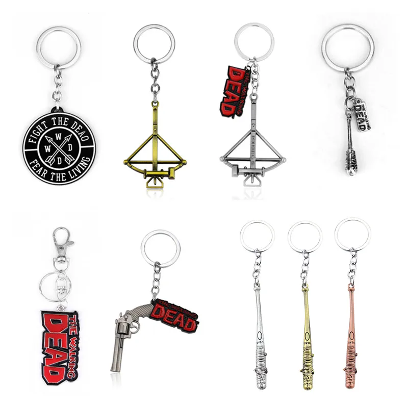 

Game Walking Dead Key Chains Holder Fashion Metal Fear The Living Fight The Dead Daryl Crossbow Bat Stick Keychain Keyrings Gift