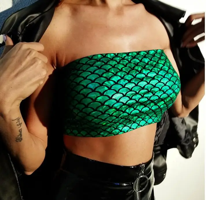 New European Girls Sexy Green Fish Scales Sequined Print Tube Tops Sleeveless Camisole Cropped Top Tank
New European Girls Sexy Green Fish Scales Sequined Print Tube Tops Sleeveless Camisole Cropped Top Tank