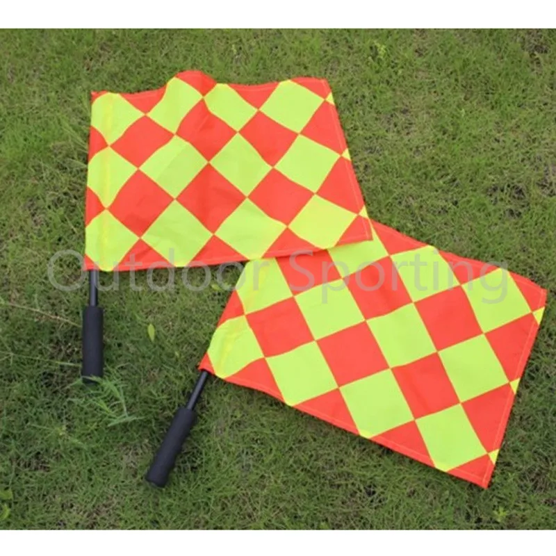 Image 2pcs set Soccer Referee Flag Judge Sideline Fair Play Sports Match Football Linesman Flags with Bag Referee Equipment