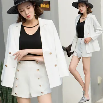 ELegant Office Lady Short Suit Set Women 2 Piece Set white Color Jacket Blazer+High Waist Short Pant Suits Female Women's Sets
ELegant Office Lady Short Suit Set Women 2 Piece Set white Color Jacket Blazer+High Waist Short Pant Suits Female Women's Sets