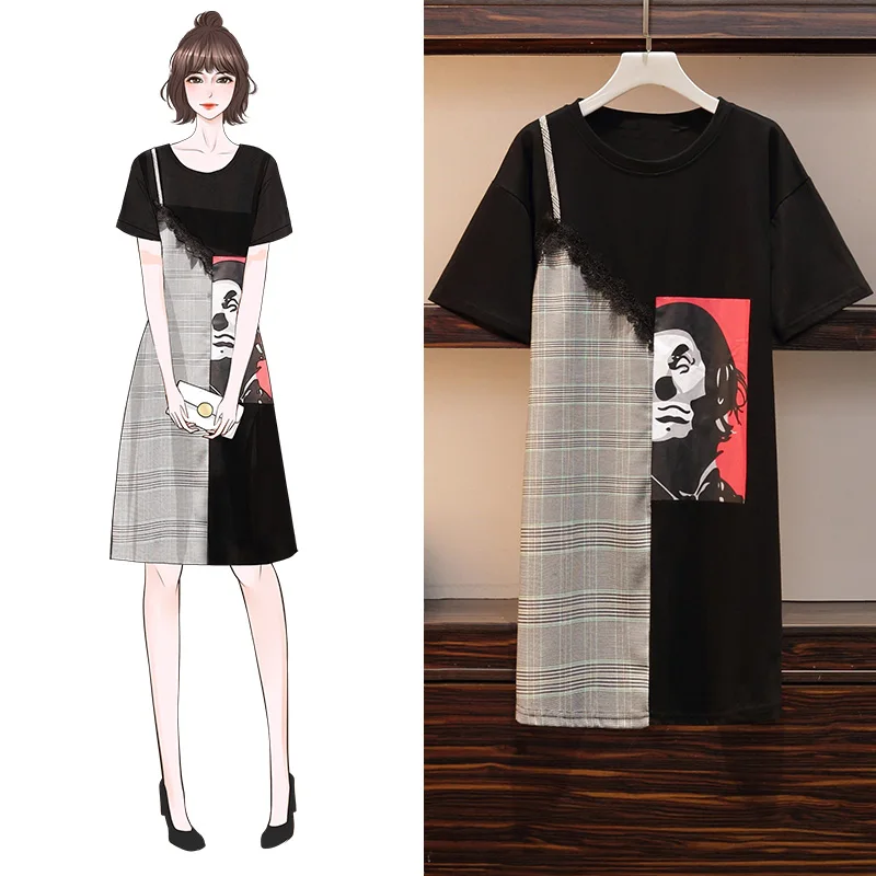 2019 Summer Women Sexy Lace Patchwork Plaid T-shirt Dress Sweet Ladies Short Sleeve Elegant Party Dresses Plus Size 5XL Vestidos
2019 Summer Women Sexy Lace Patchwork Plaid T-shirt Dress Sweet Ladies Short Sleeve Elegant Party Dresses Plus Size 5XL Vestidos