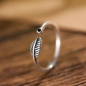 New Retro Female Vintage Personality 925 Sterling Silver Jewelry Temperament Feather Leaf Opening Rings SR174
New Retro Female Vintage Personality 925 Sterling Silver Jewelry Temperament Feather Leaf Opening Rings SR174