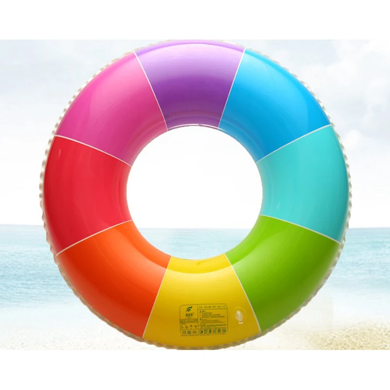 New Rainbow Inflatable Swimming Ring Swim Float Summer Beach Water Fun Pool Toys For Adults Children Kids 10