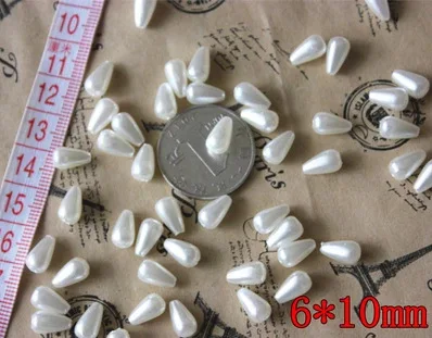 500 шт./пакет белый полудырочный жемчуг 6*10 мм бусины из АБС-пластика с имитацией