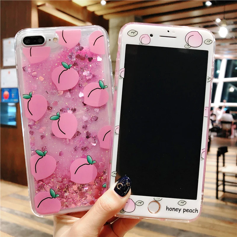 For iPhone 8plus Cute Peach pattern Dynamic Glitter Liquid Quicksand Case + Glass Screen film For iPhone 7 7Plus 8 6 6S 6Splus
For iPhone 8plus Cute Peach pattern Dynamic Glitter Liquid Quicksand Case + Glass Screen film For iPhone 7 7Plus 8 6 6S 6Splus