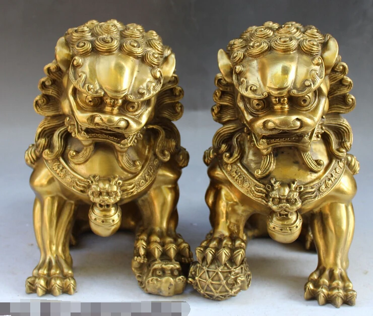 bi002860 10" Folk Chinese Feng Shui Bronze Foo Fu Dog Guardion Lion Ball Son Statue Pair
bi002860 10" Folk Chinese Feng Shui Bronze Foo Fu Dog Guardion Lion Ball Son Statue Pair