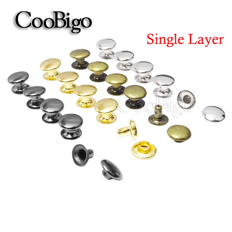 100 Pcs 7mm Golden Crystal Rivet Studs Double Decorative For Garment Handbags