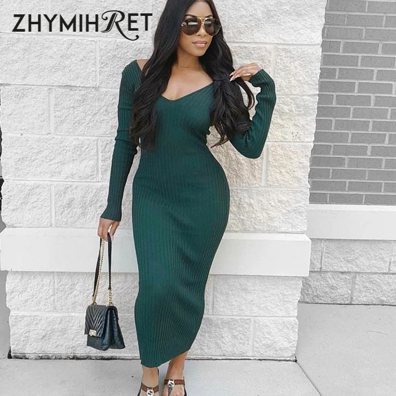 ZHYMIHRET 2019 Autumn Winter Sexy V Neck Long Sweater Dress Women Open Back Skinny Off Shoulder Vestidos Party Maxi Dress Female
ZHYMIHRET 2019 Autumn Winter Sexy V Neck Long Sweater Dress Women Open Back Skinny Off Shoulder Vestidos Party Maxi Dress Female