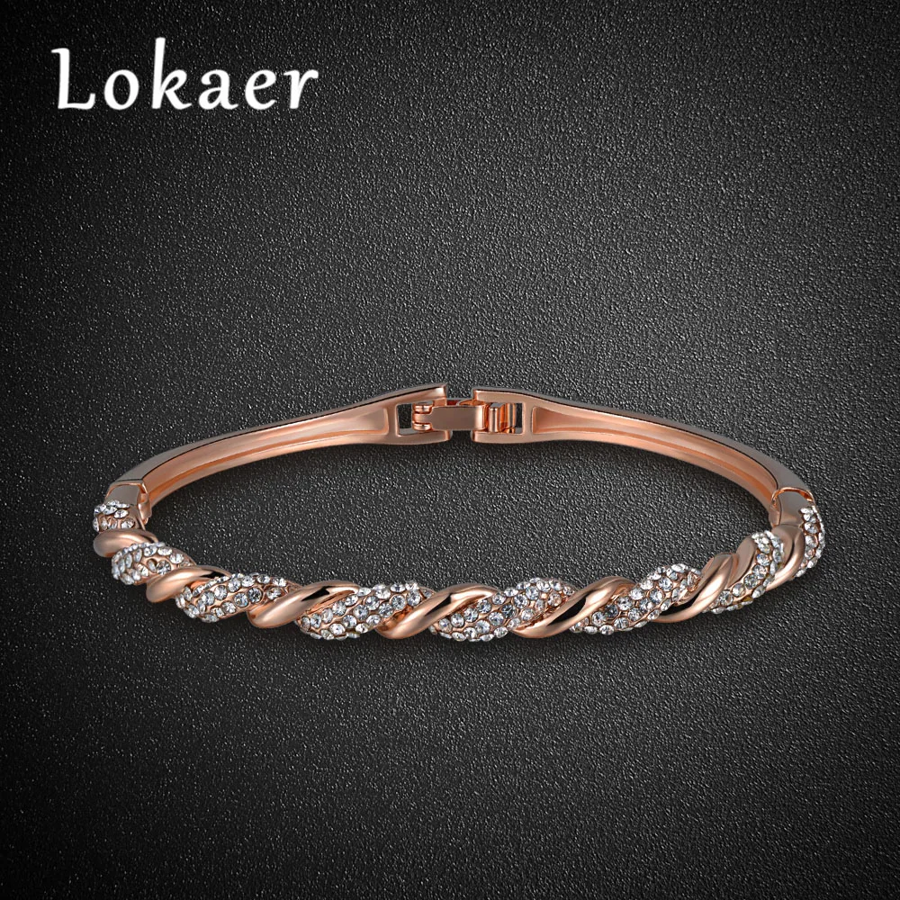 Lokaer Trendy Rose Gold Color Pave Setting Rhinestone Spiral Bangles Bracelets For Women Jewelry Gifts
Lokaer Trendy Rose Gold Color Pave Setting Rhinestone Spiral Bangles Bracelets For Women Jewelry Gifts