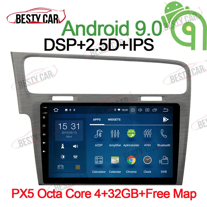 10 1 "Android 9 0 автомобильный мультимедийный плеер стерео gps навигация для VW Golf 7 MK7