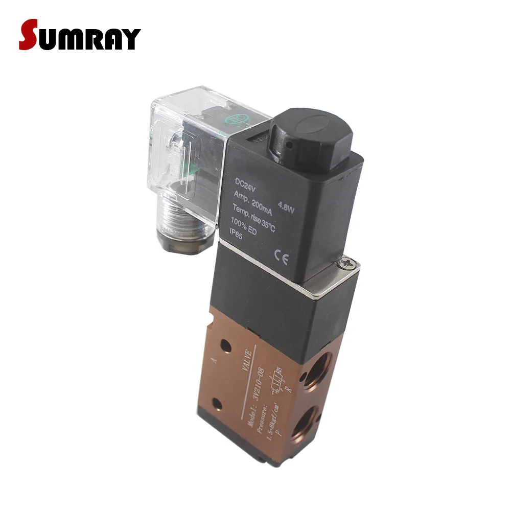 SUMRAY 3V210-08/ 3V310-10/ 3V410-15 Pneumatic Air Solenoid Valve 3 Way 2 Position Control Electric Magnetic Valve AC220V DC24V
SUMRAY 3V210-08/ 3V310-10/ 3V410-15 Pneumatic Air Solenoid Valve 3 Way 2 Position Control Electric Magnetic Valve AC220V DC24V