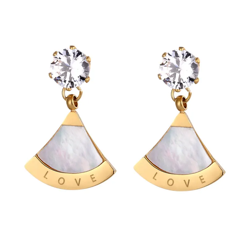Stainless Steel Zircon Earring Hang Scalloped Shells and Love Drop Earring Women Fashion Jewelry Silver Gold Color Eardrop
Stainless Steel Zircon Earring Hang Scalloped Shells and Love Drop Earring Women Fashion Jewelry Silver Gold Color Eardrop